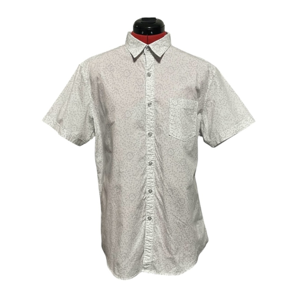 Men’s Marc Anthony Slim Fit White Short Sleeve Floral Button Down Shirt Size L